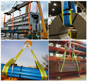 สายรัดยกของแบบแบน 5T 5000 กก. สำหรับงานหนัก สายรัดเหล็กสำหรับขนย้าย วัสดุยกของโพลีเอสเตอร์แบบดูเพล็กซ์ - Product Image 6