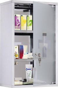 Armoire à <span class=keywords><strong>pharmacie</strong></span> murale en acier inoxydable verrouillable, étagère à 3 niveaux, boîte de premiers secours sécurisée pour clinique, hôpital, <span class=keywords><strong>pharmacie</strong></span> et bureau - Product Image 5