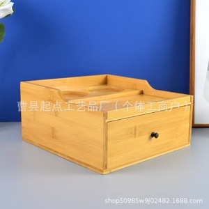 Caja de almacenamiento de madera para lavabo con cajón, organizador cuadrado de madera maciza para estantes de baño - Product Image 2