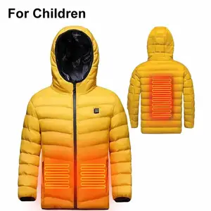 Chaqueta acolchada para deportes al aire libre de invierno, resistente al agua, batería recargable, chaqueta térmica cálida ajustable para niños