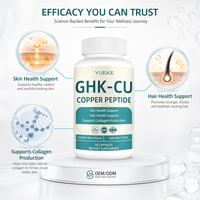 Capsules de cuivre peptidique GHK-CU pour adultes, 90 unités, 2 capsules par jour, complément alimentaire pour la santé cellulaire, le collagène de la peau et des cheveux, anti-âge