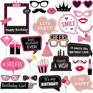 Decoración para Fiesta <span class=keywords><strong>de</strong></span> Cumpleaños <span class=keywords><strong>de</strong></span> <span class=keywords><strong>Niña</strong></span>, Arreglo <span class=keywords><strong>de</strong></span> Globos, Rosa Dorado, Juego <span class=keywords><strong>de</strong></span> 31 Accesorios Desechables <span class=keywords><strong>de</strong></span> Papel para Fotos - Product Image 1