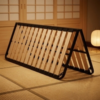 Cadre de lit réglable minimaliste Japandi en rotin, taille Queen/King, pour petit espace, appartement, chambre à coucher