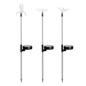 Set of 3 Color Changing LED Solar Stake Lights Outdoor - Garden Figurines (Hummingbird, Butterfly, Dragonfly)