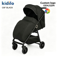 Poussette bébé pliable compacte en alliage d'aluminium Kidilo personnalisée en usine avec coussin chauffant amovible pour l'hiver, légère