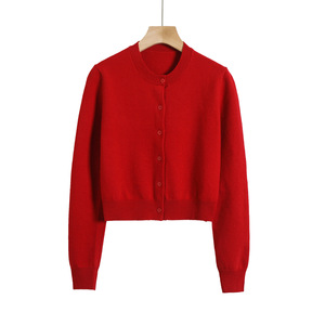 Cárdigan de Punto de Manga Larga para <span class=keywords><strong>Mujer</strong></span>, Estilo Francés, Cómodo, Informal, para Invierno, Color Sólido - Product Image 4