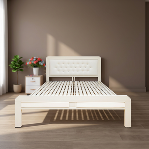 Lit à sommier double/grand lit en acier au design simple, avec revêtement en poudre anti-rayures, pour chambre à coucher et salon - Product Image 3