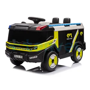 Tenvels Crianças 12V caminhão de bombeiros dois assentos bateria recarregável bebê grande passeio elétrico em carro de brinquedo com controle remoto crianças passeio em carros