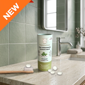 Comprimés de dentifrice à la menthe poivrée Hippotanicals avec hydroxyapatite dans un tube biodégradable (60 comprimés) - Product Image 2