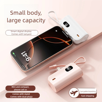 Batería Externa de Emergencia Multifuncional Mini de Carga Rápida con Cable de Datos Integrado para iOS Tipo-C, Banco de Energía de 5000 mAh