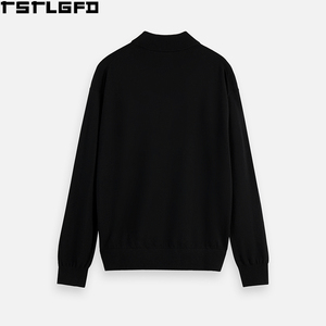 Oem Odm Mock Neck <b>Pullover</b> Men Heavyweight Fine Knit <b>Jumper</b> Solid Black Men'S Hoodies & Sweatshirts Clothing Manufacturers Bulk - Product Image 5