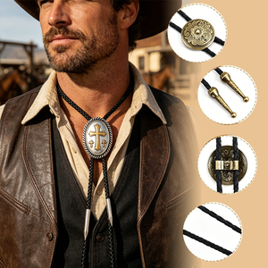 Corbatas Bolo Metálicas Personalizadas Estilo Vaquero Americano con Patrón Vintage de Águila, Caballo y Brújula, Accesorios de Cuello para Hombre - Product Image 3