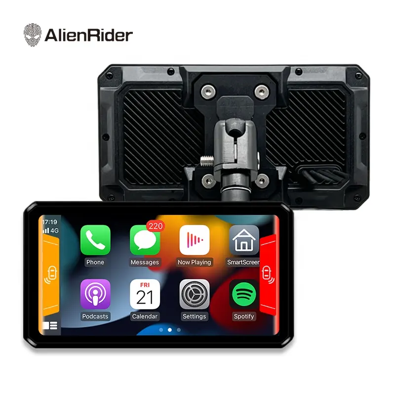 AlienRider M2 Pro Motorcycle CarPlay Android Auto Navigation Dual Recording Dash Cam With 6 Inch Touch Screen 77GHz Radar