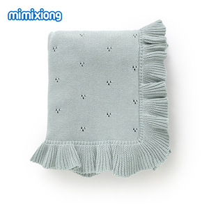 Coperte per Neonati Mimixiong in Vendita, Coperta in Maglia Traforata con Bordo Arricciato, Copriletto per Neonati - Product Image 5