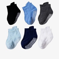 Chaussettes en tricot pour bébé nouveau-né, chaussettes en coton pour enfants, couleur unie, antidérapantes, en coton biologique, chaussons antidérapants pour enfants