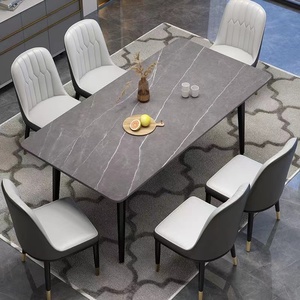 Juego de Mesa de Comedor Moderno para el Hogar, Mesa de Comedor Redonda de Mármol para 6 Personas, para Restaurante - Product Image 4