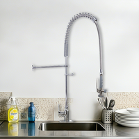 Robinet de cuisine CUTEDAI 1.42 GPM en laiton chromé, mitigeur monotrou haute pression avec douchette extractible, style industriel moderne pour hôtel