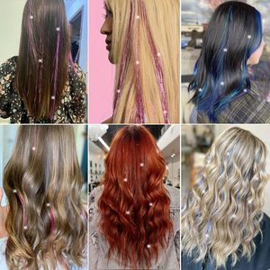 Kit di Tinsel per <span class=keywords><strong>Capelli</strong></span> 20 Colori 4800 Ciocche 48 Pollici Resistenti al Calore <span class=keywords><strong>Extension</strong></span> <span class=keywords><strong>Capelli</strong></span> Lisci con Clip Glitter Fatati per Ragazze - Product Image 6