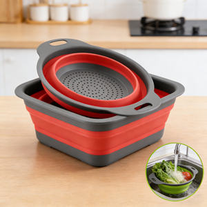 Colador de Silicona Plegable, Cesta para Lavar Frutas y Verduras, <span class=keywords><strong>Escurridor</strong></span> Plegable con Asa - Product Image 6