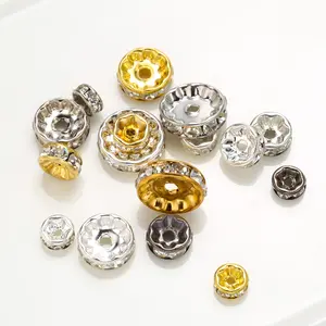 Spacer Beads For Jewelry Making Bulk Synthetic Rhinestone Metal Beads For Necklace Earring DIY Accessories