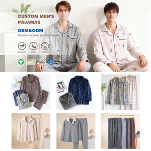 Nuovo <span class=keywords><strong>Pigiama</strong></span> Primaverile e Autunnale 2025 in Puro <span class=keywords><strong>Cotone</strong></span> Tinto in Filo per <span class=keywords><strong>Uomo</strong></span>, Cardigan Casual alla Moda con Colletto e Maniche Lunghe, Completo da Casa di Produzione - Product Image 6