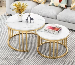 Nodic Durable Metal Round Modern Coffee <b>Table</b> with Storage Space-saving Sofa <b>Side</b> <b>Table</b> for Small Spaces White and <b>Black</b> - Product Image 4
