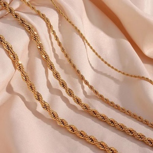 سلاسل ذهبية بالجملة 2 مم 3 مم 4 مم 5 مم، قلادة سلسلة حبل مطلية بالذهب عيار 18 قيراط - Product Image 2