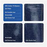 Jeans slim fit pour homme, denim en coton délavé foncé, cinq poches, classique, décontracté, pour tous les jours, avec rivets