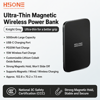 Batterie externe magnétique ultra-fine 0,75 cm 5000 mAh 15W Chargeur rapide USB C PD20W Portable pour téléphone