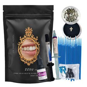 ชุดอุปกรณ์ตกแต่งฟันหรูหรา - ทองคำแท้ 8K ประดับคริสตัลเพทาย พร้อมระบบติดแบบมืออาชีพ - Product Image 1