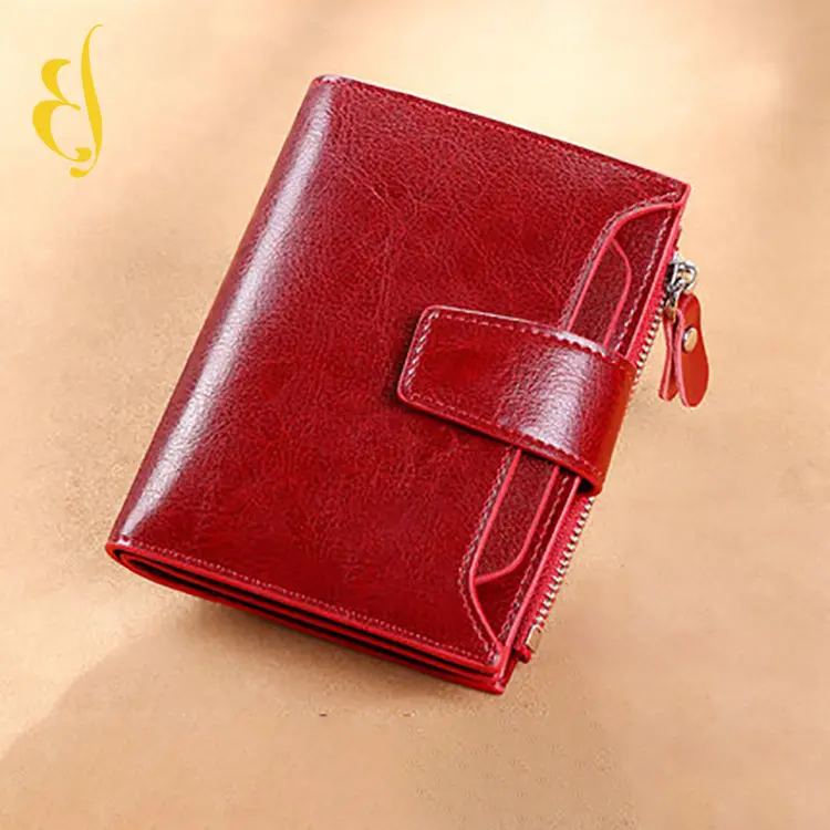 Wholesale RFID blocking women's wallets genuine leather wallet red purse