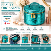 Sac ouvert résistant à l'eau en PU souple avec poignée pour les voyages quotidiens, trousse de maquillage cosmétique tendance avec couleur unie de luxe