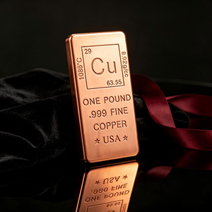 Barra de cobre cepillado brillante de 1 libra, cobre puro .999 con sello de EE. UU., elegante caja de regalo y cinta para regalo corporativo - Product Image 2