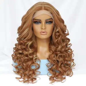 Wholesale Natural Afro Curly Lace Front Wigs Deep Water Waves And Wigs Synthetic HD Lace Frontal Wigs For Black Women