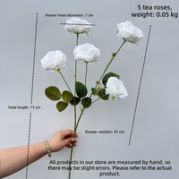 Flores Artificiales de Seda, Rosas de Té de 5 Cabezas, Rosas Parisinas para Decoración de Bodas, Pasillos, Fondos y Paredes; Calidad de Exportación