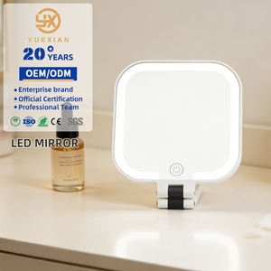 Espejo de Maquillaje LED de Doble Cara, Plegable y Portátil, con Certificado CE, de Mano y para Montar en la Pared, Ideal para Viajes - Product Image 1
