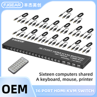 Fjgear Offres Spéciales Commutateur KVM USB 2.0 30Hz 2/16 Ports HDMI 4K, Commutateur 4/8 Ports Partage Clavier Souris Imprimante