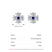 Ailmay 925 Sterling Silber Elegante Blau-Weiße Vierblättrige Kleeblatt Zirkon Blumen Ohrstecker für Damen Feiner Schmuck