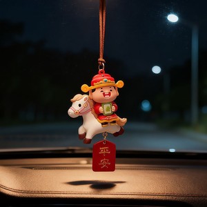 Cute Cartoon Horse Year Mascot Car Air Freshener Perfume <b>Clip</b> Vent Rearview <b>Mirror</b> Decoration PVC Material New Year Gift - Product Image 4