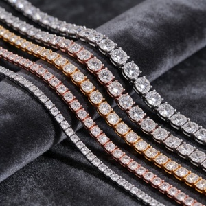 Collier Chaîne Tennis Iced Out en Argent Sterling 925 avec Diamants de Laboratoire VVS et Moissanite, Tailles 2mm 3mm 4mm 5mm 6.5mm - Product Image 4