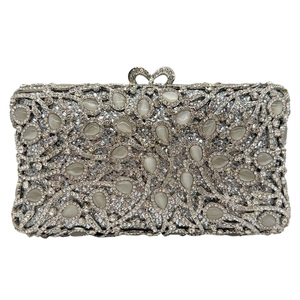 Women Novel Cat’s-Eye Crystal Evening Bag Floral Rhinestone Clutch Purse Removable <b>Chain</b> <b>Handbag</b> for New Year Dating - Product Image 2