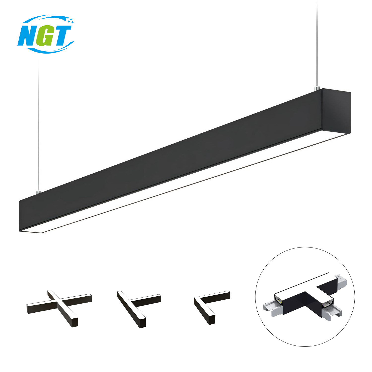 Commercial Supermarket Shop Office Lamp Hanging Ceiling Led Pendant Light Suspended Linear Light 1200 2400mm 50W 100W
