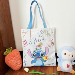 Groothandel Cartoon Stitch Canvas Tas Simpele Schattige Schoudertas Grote Capaciteit Tote Bag Studenten Canvas Schooltas - Product Image 2