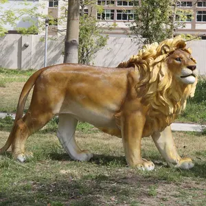 Large Outdoor Decoration Animal Fiberglass Garden Decoration Lion Sculptures Statue