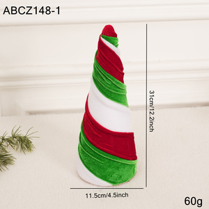 LINGKAI <b>Red</b> <b>Green</b> Fabric Wrapped <b>Christmas</b> Cone Tree <b>and</b> Gift Box Set Tabletop Ornament for Xmas Home Party <b>Decor</b> - Product Image 5