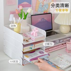A4 <b>File</b> Organizer Desktop Storage <b>Box</b> Vertical PET Material 3 Tier Drawer Style Office Desk Organizer for Papers and Stationery - Product Image 2