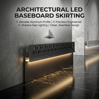 Plinthe LED encastrée et encastrable en alliage d'aluminium, invisible, sans fente, ultra-étroite, avec bande LED intégrée pour coin mural dissimulé