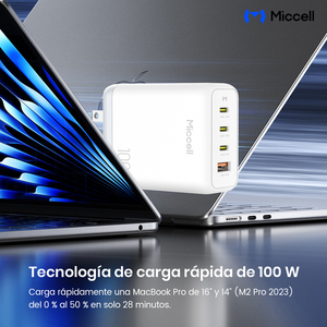 Caricatore Rapido GaN Miccell da 100W con Protocolli PD e QC, Certificazione UL, Spina USA per Laptop e <span class=keywords><strong>Smartphone</strong></span> - Product Image 3