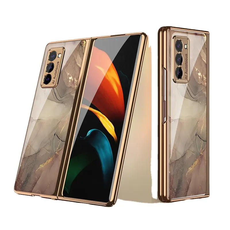 Double-Side Full Protection Case For Samsung Galaxy Z Fold 2 Case Plating Edge Glass Hard Cover For Samsung Z Fold 2 W21