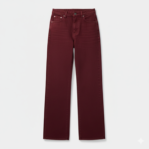 <span class=keywords><strong>Pantaloni</strong></span> Larghi a Vita Alta <span class=keywords><strong>Bordeaux</strong></span> da <span class=keywords><strong>Donna</strong></span> Vestibilità Comoda Casual Streetwear Moda Colore Rosso Jeans Lunghezza Intera - Product Image 5